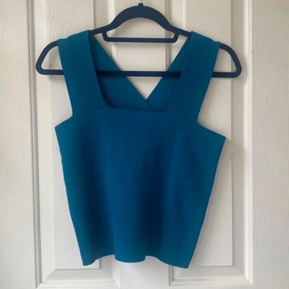 House of Harlow 1960 x Revolve Compression Knit square neck Crop top Blue Medium